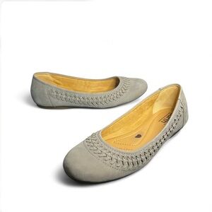 Earth Gray Suede Leather Woven Jett Ballet Flats Comfort Slip On Shoes Size 12